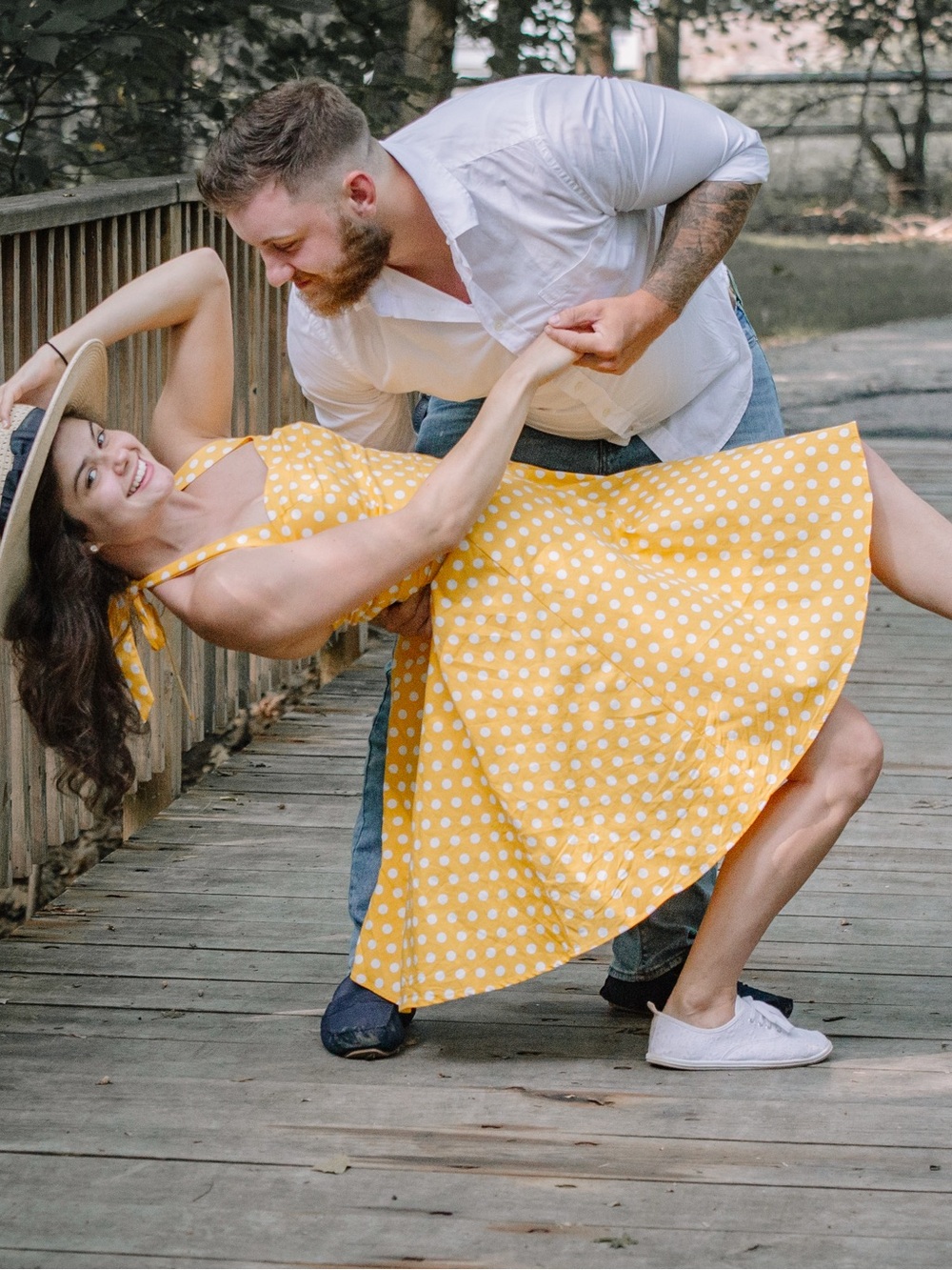 Yellow Polka Dot Flared Skirt - Women's